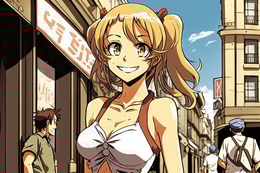 Beautiful anime manga girl in Sydney Australia illustration photo