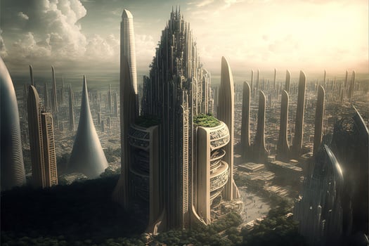 Megalopolis of the future futuristic city skyline panorama illustration photo
