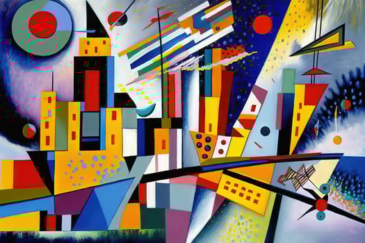 Wassily Kandinsky style imaginary representation new york city if painted by artist illustration photo