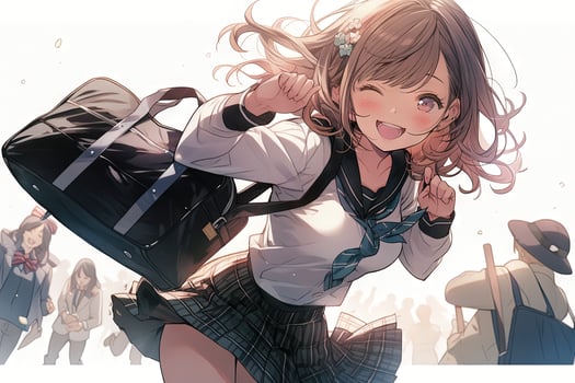 school girl dancing at the disco Manga anime girl illustration photo