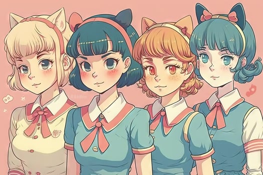 Pretty anime school girl looking at you illustration photo