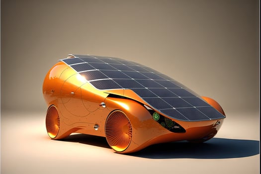 solar panel car of the future eco substenibilty concept eco EV Car or electric power car and solar cells for electricity generation illustration photo