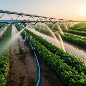 Irrigation system in functional watering of agricultural plants Illustration photo