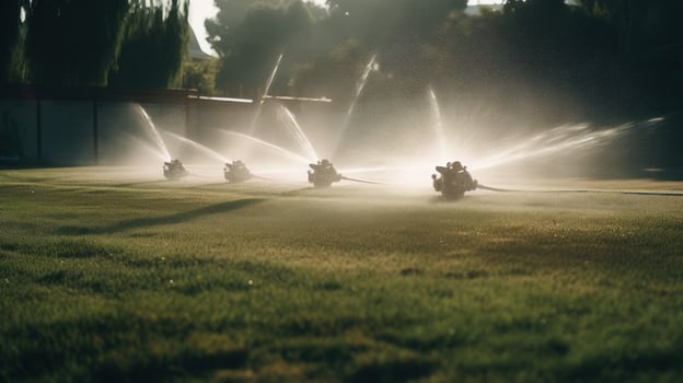 Irrigation system in functional watering of agricultural plants Illustration photo
