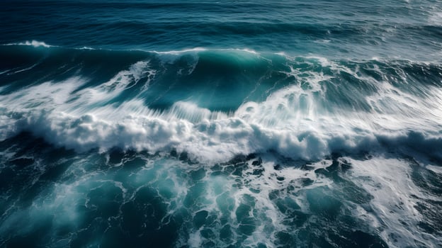View waves in the ocean via drone , photo