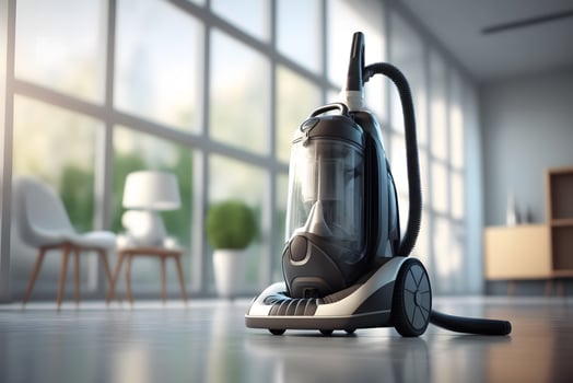 vacuum cleaner in the house cleaning concept. Neural network photo