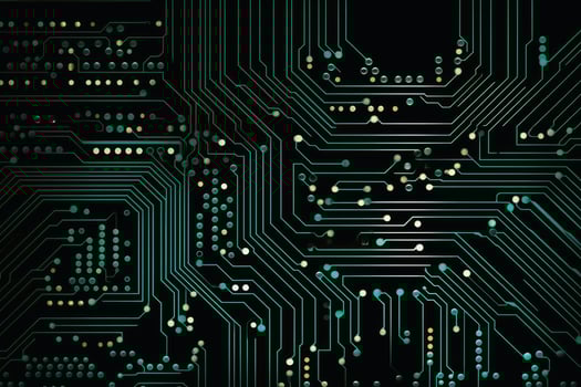 Abstract circuit design of a computer board created with technology. photo