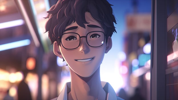 smiling man, digital art illustration, photo