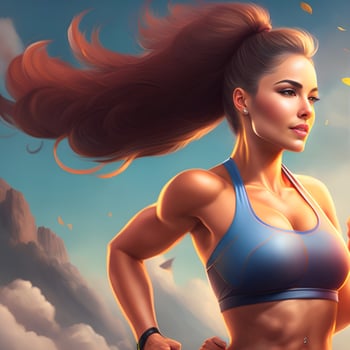Young female joger is runing and listening to music during the run,ai generator photo