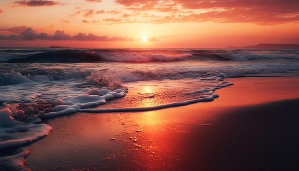 Sunrise on the beach with beautiful seascape view. Get away and holiday concept photo