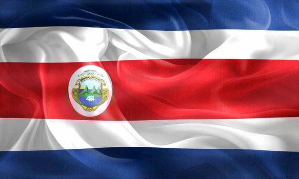 Costa Rica flag - realistic waving fabric flag photo