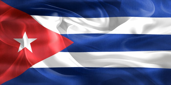 Cuba flag - realistic waving fabric flag photo