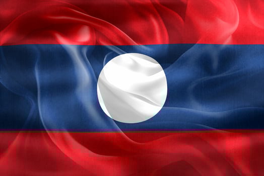3D-Illustration of a Laos flag - realistic waving fabric flag photo