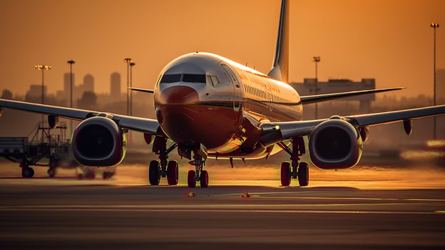 Airplane, view from airport terminal, traveler concept, photo