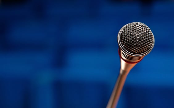 Microphone in conference hall photo