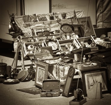 Flea market with seppia effect photo