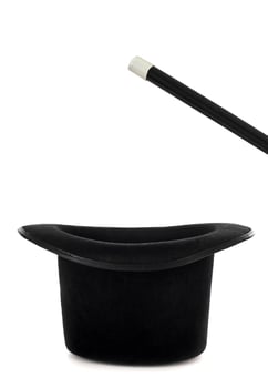Magic hat with wand for magic show photo