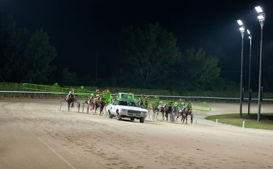 A dirt track with horses photo