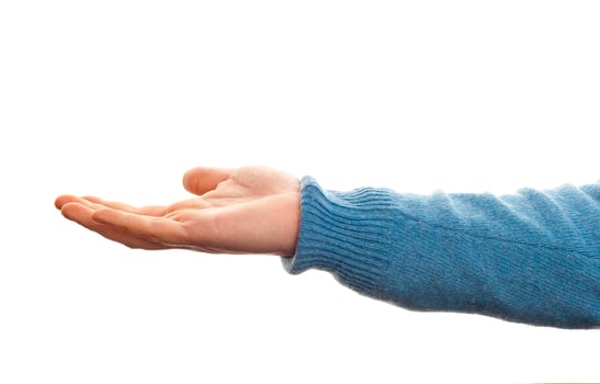 Concept hand on white background photo