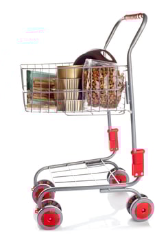 Sshopping cart full of dog food photo