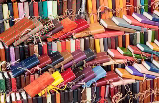Leather diaries for sale in the markets photo