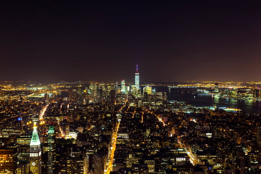 Aerial night view of Manhattan photo
