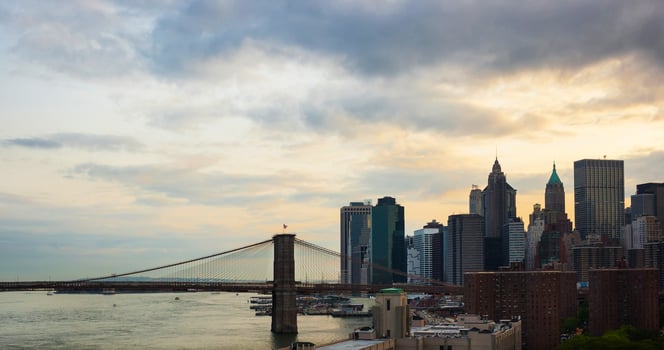Manhattan skyline photographed by manhattan Bridge. photo
