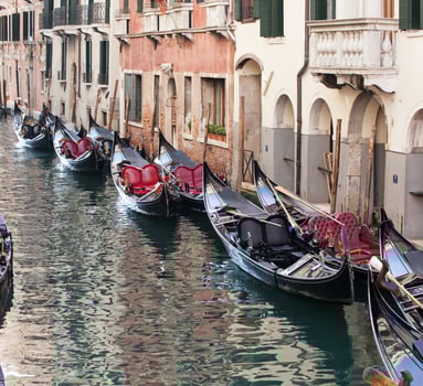 Row of empty gondolas. photo