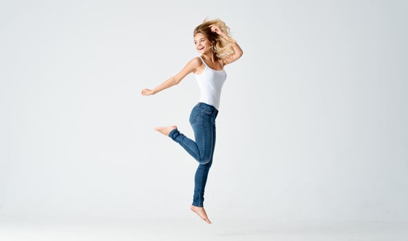 Woman jumping movement sport workout exercise photo