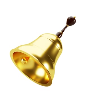 Golden hand bell isolated on white background photo