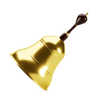 Golden hand bell isolated on white background photo