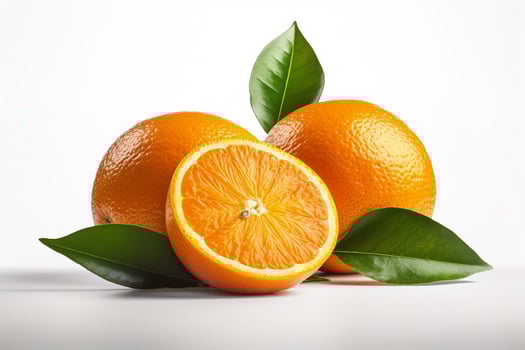 Orange fruit with leaf AI Generate photo