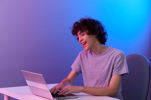 curly guy online games positive fun Internet isolated background photo