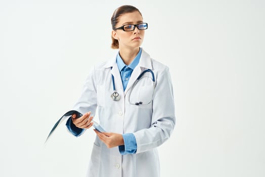 female doctor in white coat medicine diagnostics health professional photo