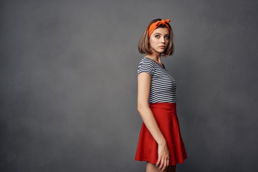 woman in striped t-shirt basing fashion summer lifestyle photo