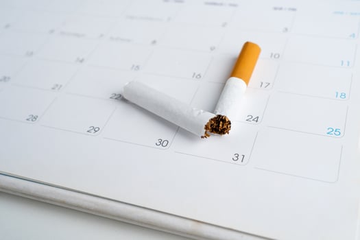 cigarette broken on calendar 31th may for world no tobacco day concept. photo
