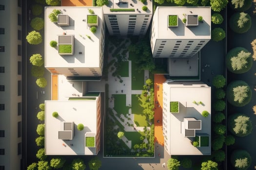 Environmental residential building district at daylight. Top view. photo