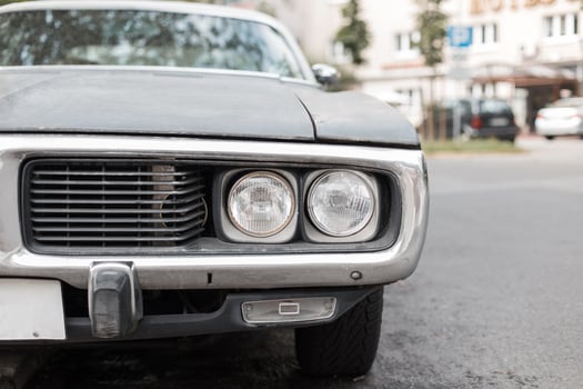Before retro car with a headlight. muscle car photo