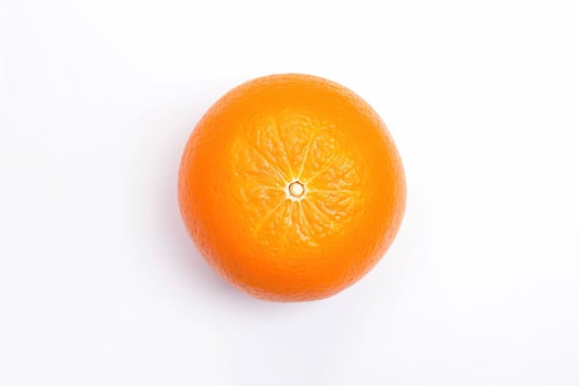 Top view of fresh whole orange isolated on white background. photo