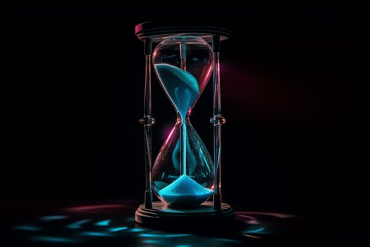 Time concept using neon hourglass. photo