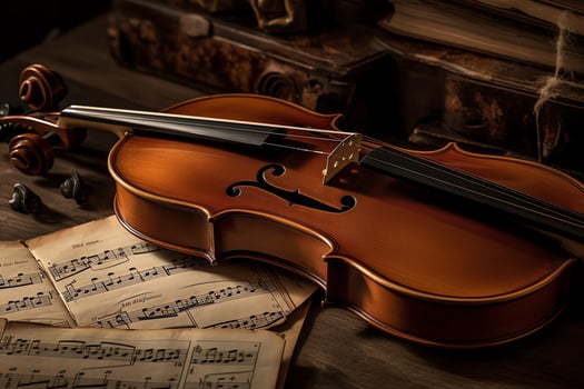 Violin music and sheet music. photo
