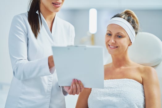 A scene of medical cosmetology treatments botox injection. photo