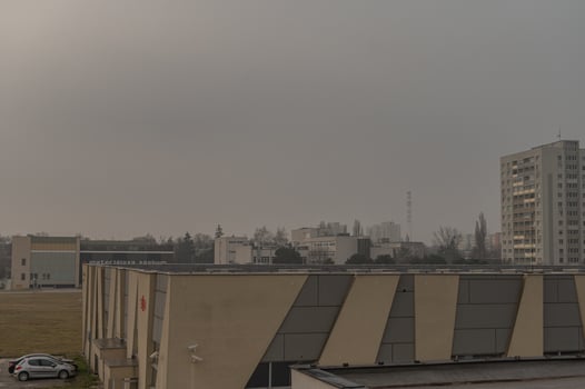 fog in the city, fog morning in town, Slovakia, Trnava, 05.03.2023 photo