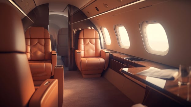 Interior of luxurious private jet Illustration photo