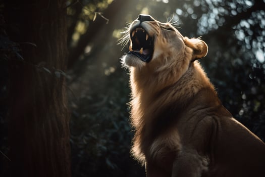 Portrait lion on the forest photo