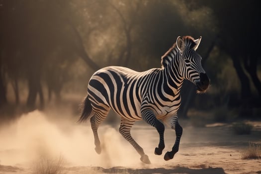 Portrait zebra on the forest AI Generate photo