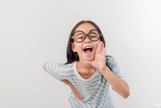 happy little girl, isolated on white photo