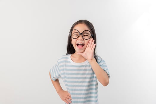 happy little girl, isolated on white photo