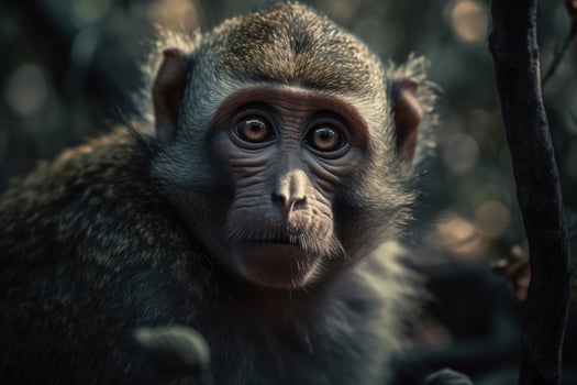 Cute monkey on the forest AI Generate photo