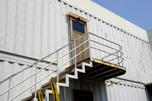 Iron staircase for up to workshop. The door are on the upstairs. photo